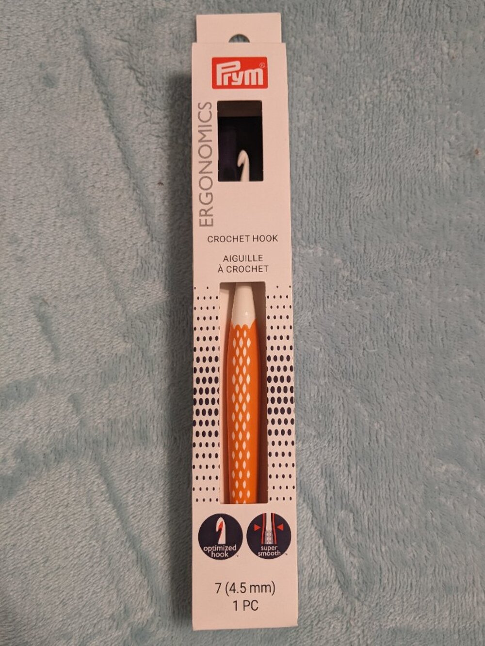 NIB Prym Ergonomic Crochet Hook 7 / 4.5mm Super Handle Rubberized Grip